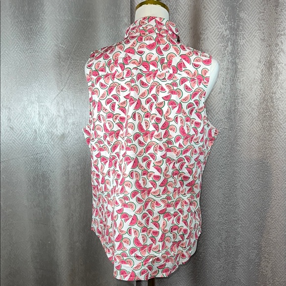 J. Crew Watermelon Sleeveless Poplin Shirt Fit Button Up sizeL.       order(111) - Picture 7 of 8